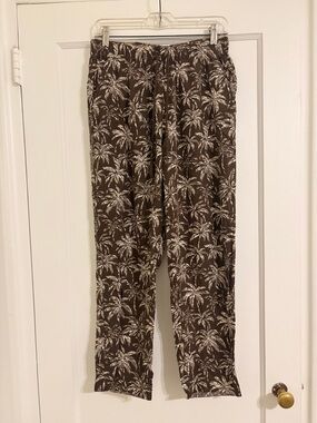 Feathery Brown Palm Print Lounge Pants